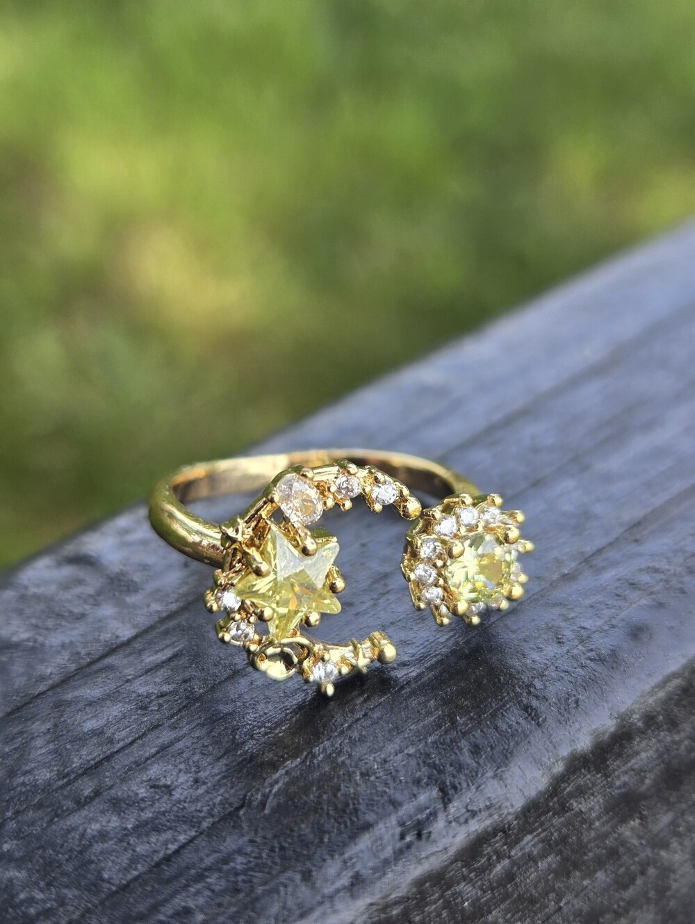 Citrine Celestial Ring Gold Adjustable
